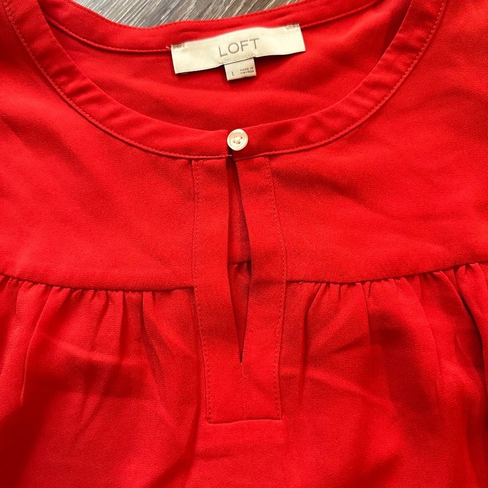 Loft Red-Orange Ruffle Shell - Picture 2 of 3